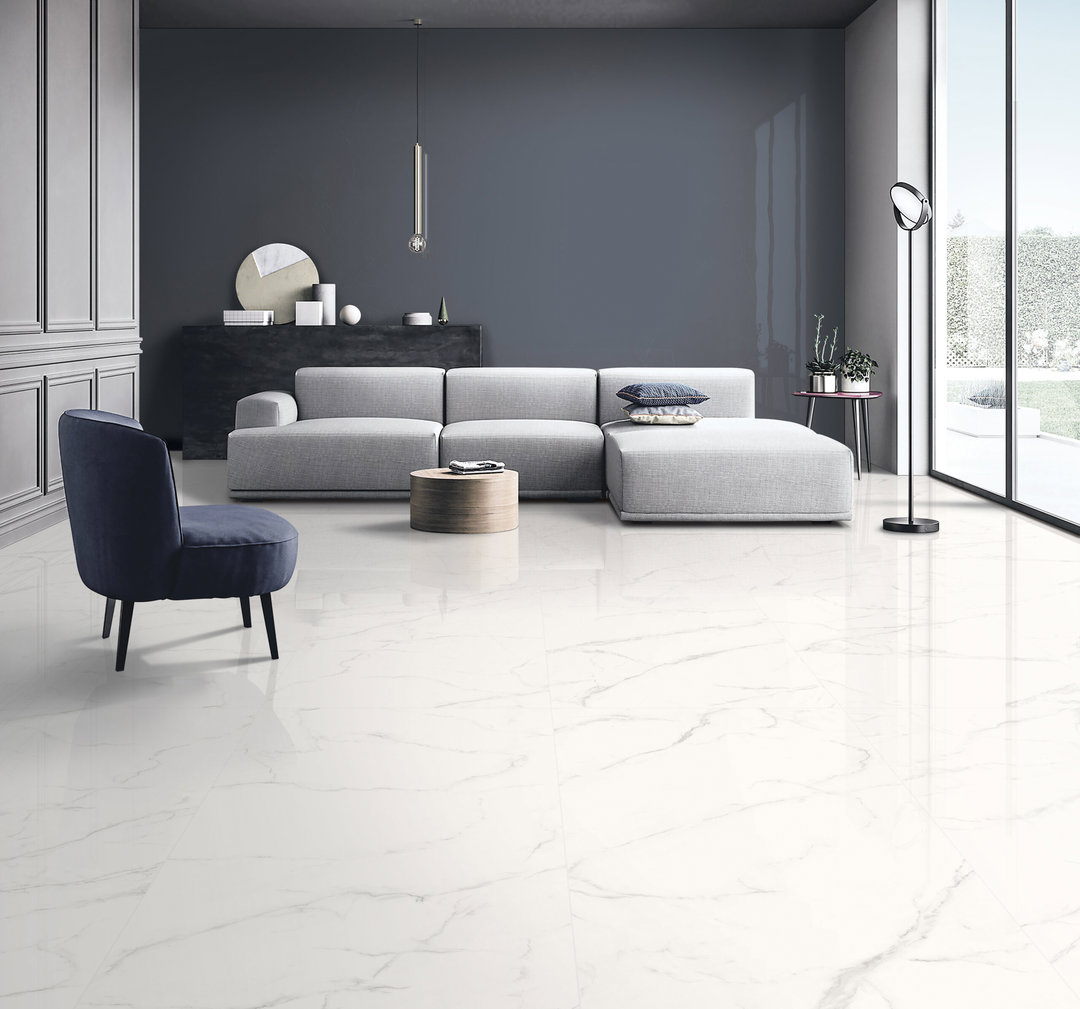 1200 × 600 mm Calacatta Silver Marble Look Rectified Honed Porcelain Tile 3626 